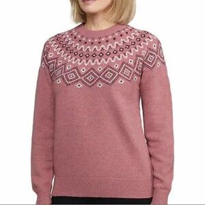 Storm Pack Sunice Pink Fair Isle Cotton Wool Knit Women’s Sweater Size Large